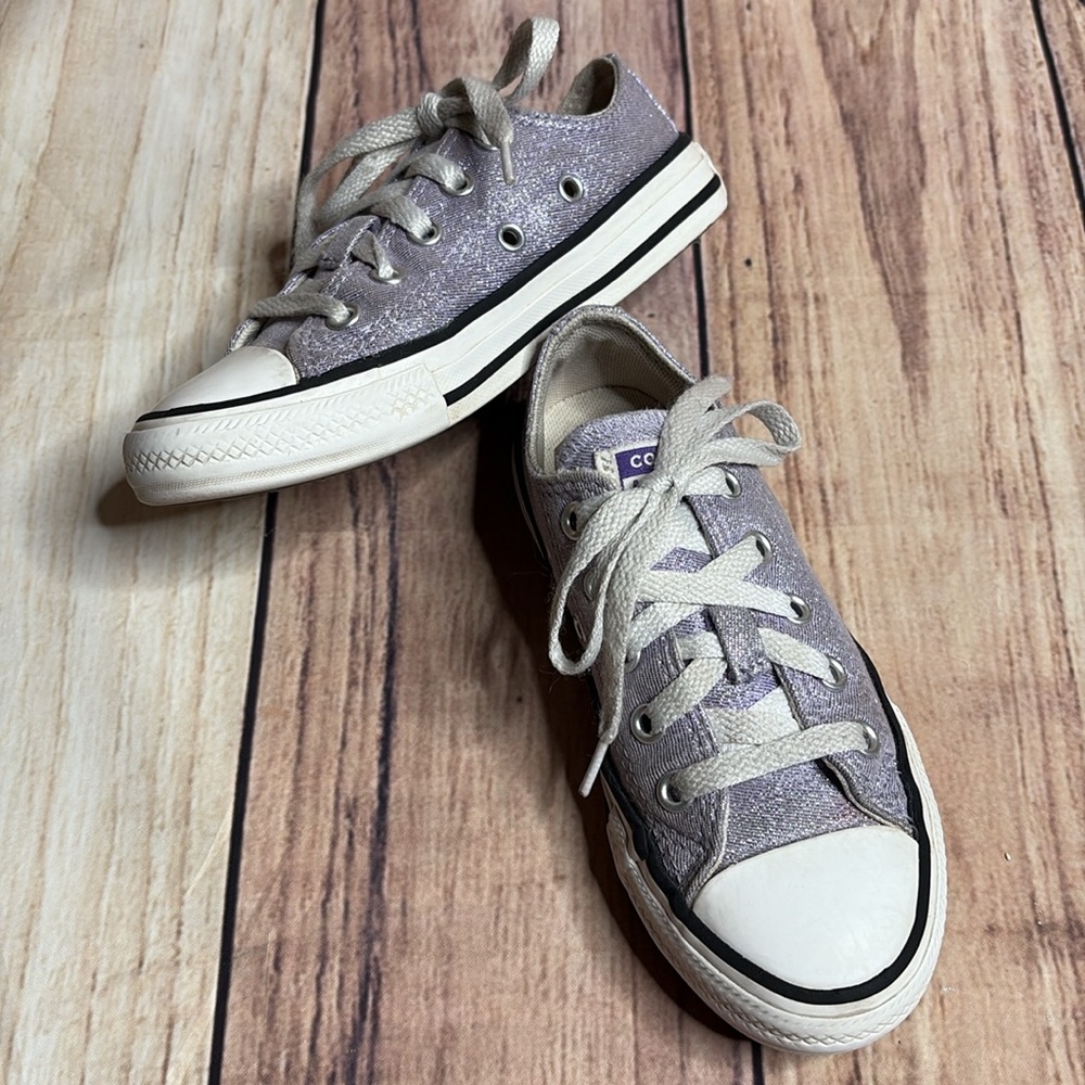 CONVERSE ALL STAR Low Tops Lavender Purple Sparkle Size 11